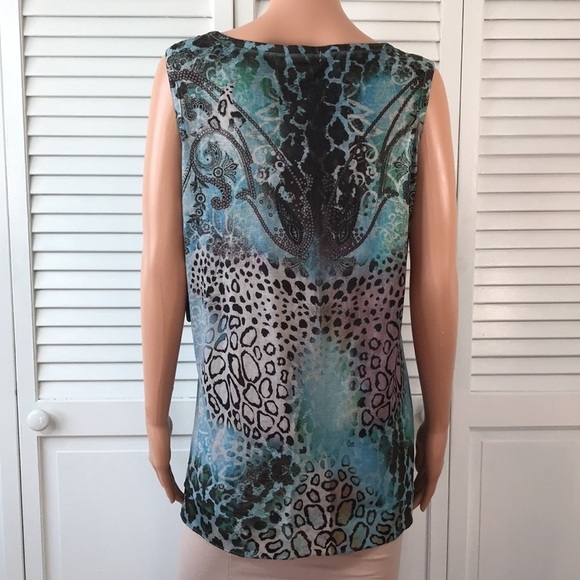 UNITY WORLD WEAR Blue Multicolor Sleeveless Tunic Size XL - Picture 9 of 9